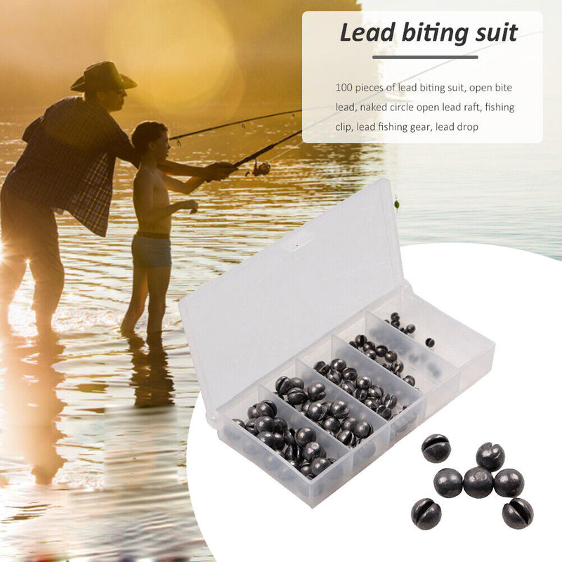 100pcs/Box Open Bite  Fishing Clip Bite Round Plumb Fish Tackle Gear Newly