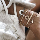 Women Flower Shell Moon Bracelet Round Slices Beach Cuff Bangles for Women Gi