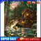 Cabin River Fish Canvas Paint By Numbers Oil Hand Painted Home Drawing Kit