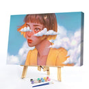 Hand Painted on Canvas DIY Cloud Girl Oil Paint By Numbers Drawing Kit Ornaments