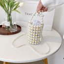 Mini Pearls Shoulder Bag Women Clutch Drawstring Bucket Small Crossbody Handbag