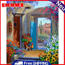 Acrylic Oil Painting By Numbers Backyard Flowers Digital Picture Artwork Decor