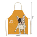 Kitchen Linen Yellow Apron Dog Painted Dinner Party Cooking Supply Pinafore