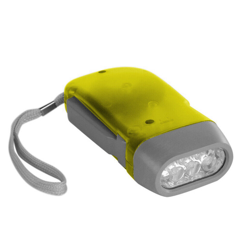 Plastic Hand Pressing Dynamo Flashlight Portable LED Camping Hand Crank Tor
