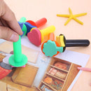 JUNERAIN 6pcs/Set Plastic Sponge Paint Graffiti Brushes DIY Drawing Toys Di