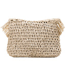 Straw Rattan Weave Shoulder Crossbody Bags Ladies Beach Tassels Handbag Purse