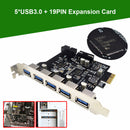 USB 3.0 PCI-E Expansion Card 5 Ports HUB Adapter PCI Express Extender Module