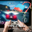 3 in 1 for NS Type-C to HDMI-Compatible USB 3.0 PD HDTV Extender (Red Blue)