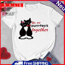 Valentines Day We Are Perfect Together Cat Women Fashion Short Sleeve T-Shirts