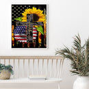 5D Kit Rhinestone DIY US Flag Sunflower Full Round Drill Diamond Painting Gift