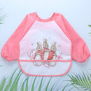 Cartoon Full Sleeve Baby Bib Waterproof Paint Feeding Apron (Orange Rabbit)