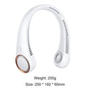 Summer Mute Leafless Air Cooling Hanging Neck Fan for Sports Travel (White)