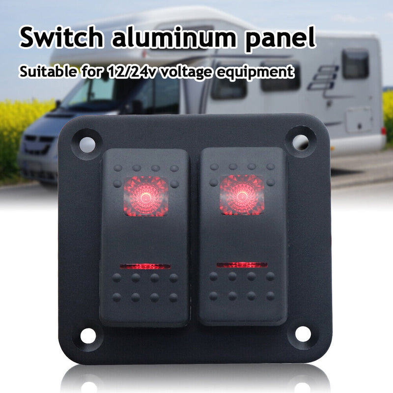 Waterproof On-Off Modified 2-Speed Dual LED Boat Switch Panel for Truck Car RV