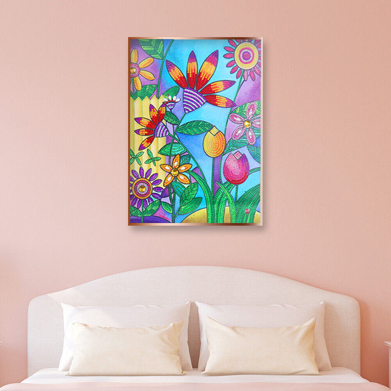 5D Rhinestone DIY Special Shaped Kit Colorful Flowers Diamond Painting