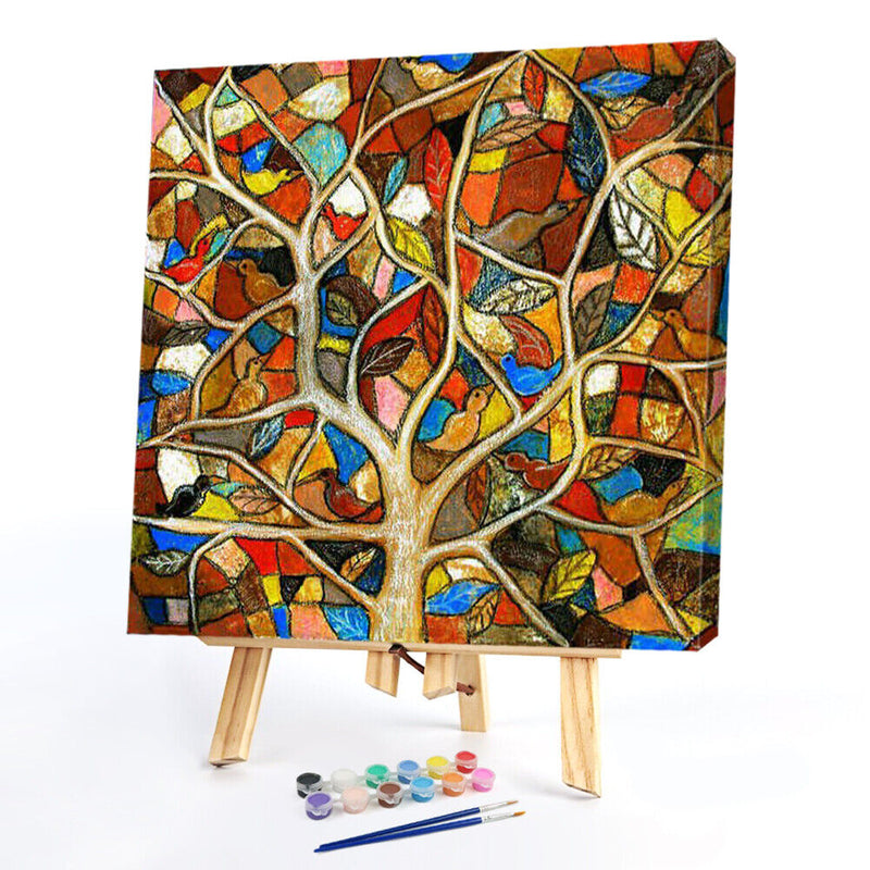 Oil Paint By Numbers Different Color Tree Frameless Picture Craft Kit for Home