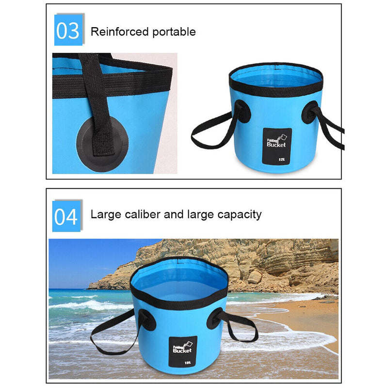 20L Portable Folding Bucket Outdoor Fishing Car Wash Water Storage (Blue)