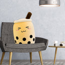 Child Bubble Tea Family Stuffed Plush Pillow Soft Cushion (Ivory Squint) Newly