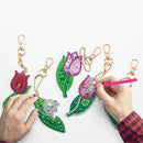 5pcs DIY Full Drill Special Shaped Diamond Painting Flower Key Ring Ornaments