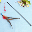Cat Teaser Wall Toys Pet Colorful Feather Rod Plastic Kitten Interactive Sticks