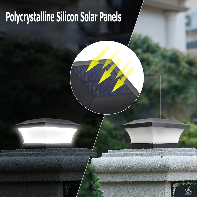 6LED Courtyard Lights Solar Fence Lamp Waterproof Outdoor Square Column Light