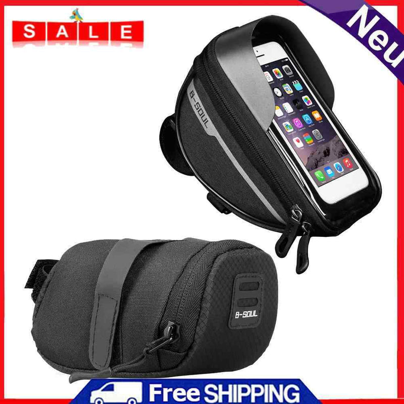 B-SOUL Bicycle Front Tube Frame Phone Bag Cycling Seat Tail Rear Saddle Pouch