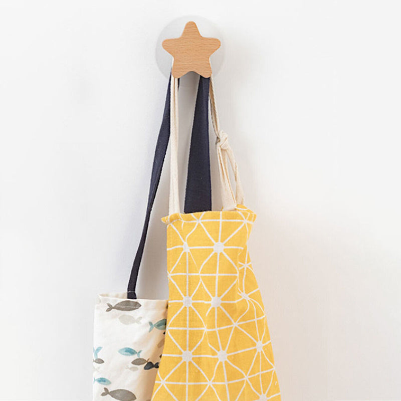 Wall Hooks - Wooden Handmade Decorative Wall Hooks Rack - Star / Moon / Cloud