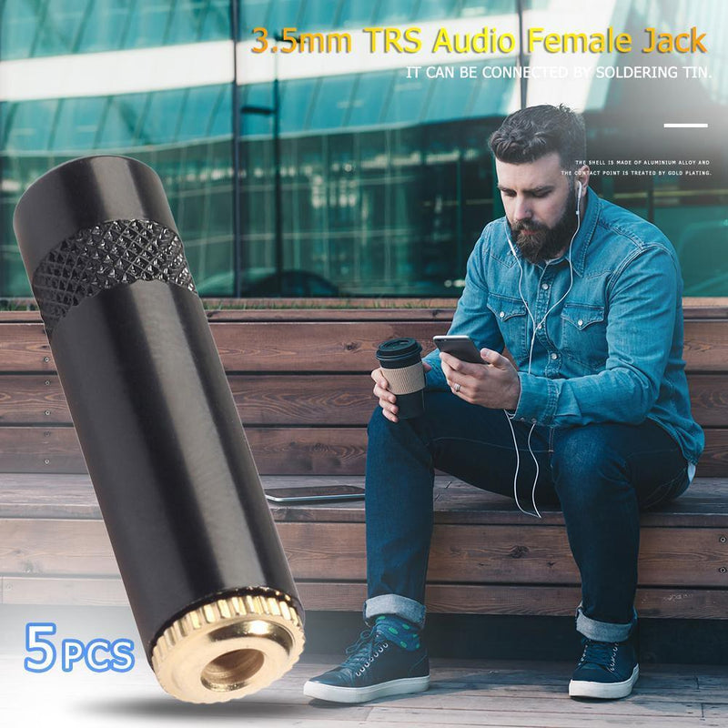 5pcs 3.5mm Female Stereo Headset 3-Pole 3.5mm Audio Adapter Connector Converters