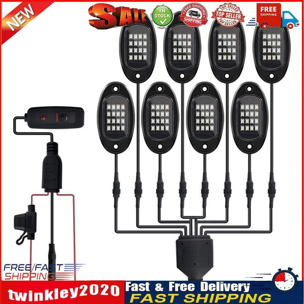 Waterproof Car Underglow RGB LED Rock Lights Chassis Music Lamps (1 to 8) Newly