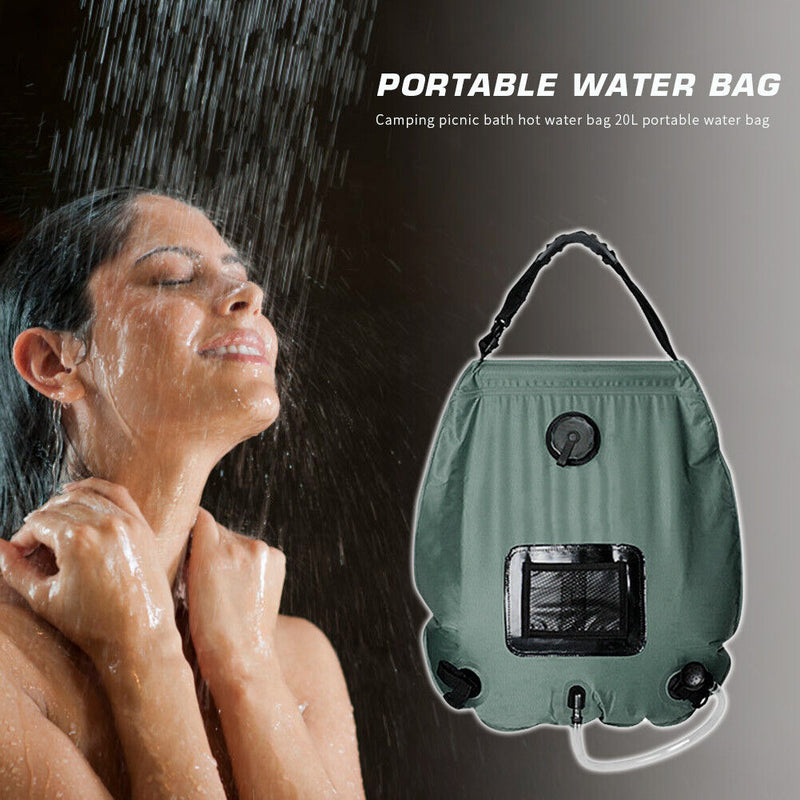 20L Solar Heated Shower Bath Bag Outdoor Camping Hiking Water Storage Bag Newly