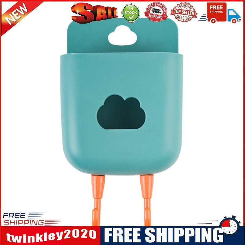 Phone Wall Mounted Holder Detachable Hook Plug Charging Organizer (Green)