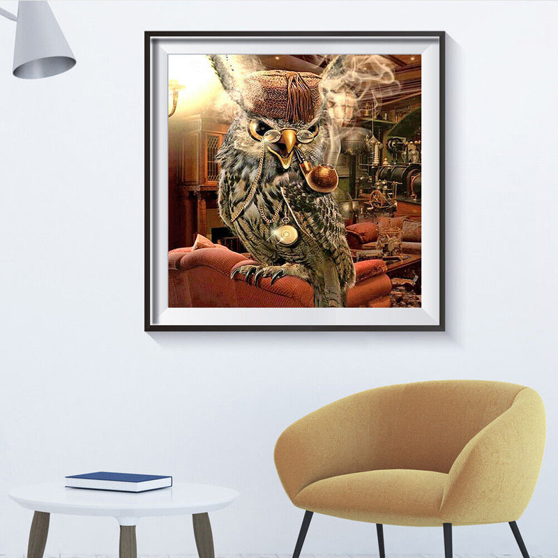 Frameless Owl in Cat Oil Paint By Numbers DIY Handmade Drawing On Canvas Kit