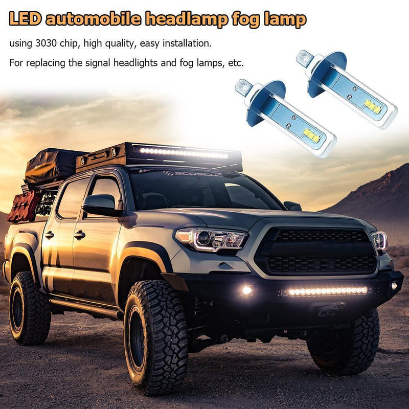 1 Pair H1 3030 6SMD Car LED Headlight 20W 1100LM Fog Lamp Bulbs White Light