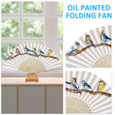 Paint By Number Kit DIY Bird on Branch Folding Fan Hand Painted Oil Picture