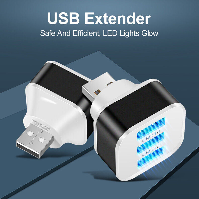 USB2.0 HUB 3 Ports Adapter Fast Phone Chargers with LED Indicator (Black) Newly