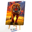 Painting By Numbers DIY Kit Tiger Hand Painted Canvas Oil Wall Art Picture Craft
