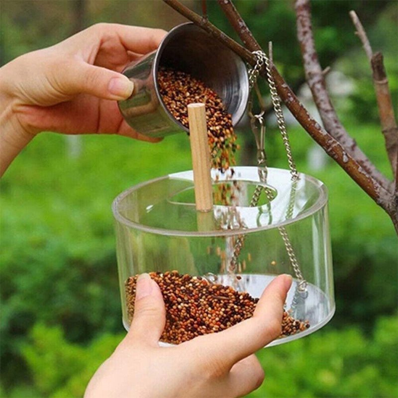 Acrylic Bird Feeder Outdoor Hanging Transparent Bird Food Seed Holder Box