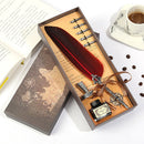 Retro Calligraphy Feather Dip Pen Writing Ink Quill Fountain Pen Set (Red) Newly
