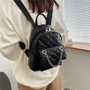 Women PU Leather Shoulder Backpack Rhombus Fashion Student Preppy School Bags