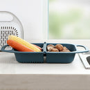 Foldable Drain Basket Fruit Vegetable Kitchen Washing Sink Strainer (Blue)