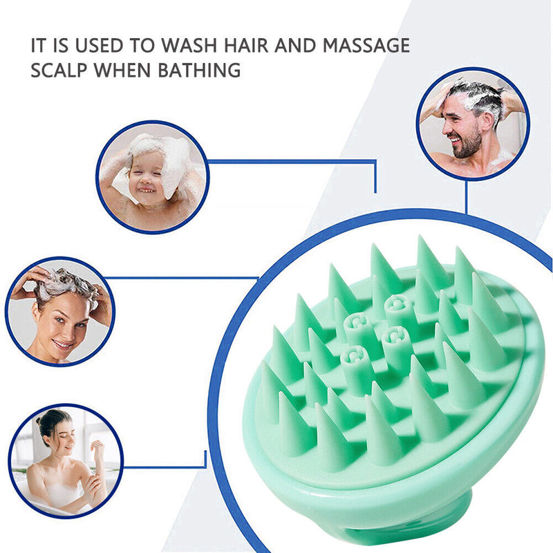 Silicone Head Body Massage Brush Hair Washing Clean Comb Hair Care (Green) Newly