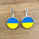 Trendy Ukrainian National Flag Earrings Women Round Glass Hook Dangle (1) Newly