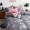 4pcs Cotton Simple Printing Duvet Quilt Cover Bed Sheet Pillowcase Set Beddin