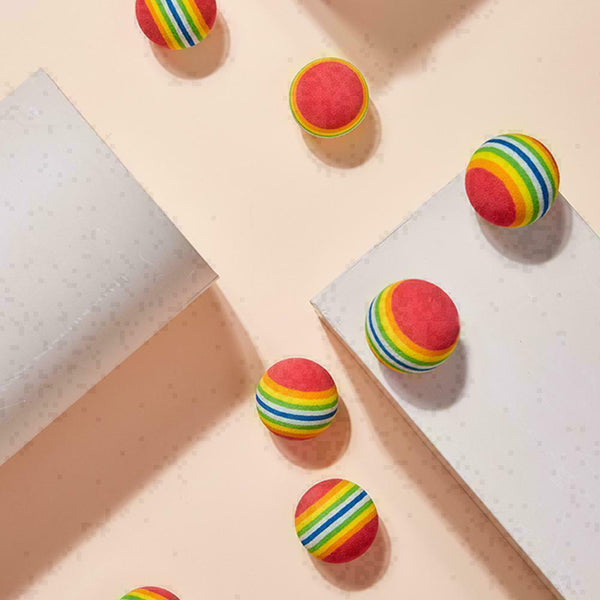 Rainbow Ball Training Practice Chew Toys Dog Cat Fetch Ball Catch