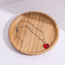 Luxury Aesthetic Chokers Peach Heart Clavicle Chain Pendant Necklace Crystal