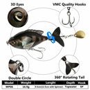 2 Segment 9.5cm 16.9g Rotate Tail Fishing Lure Fish Bait VMC Hooks Popper