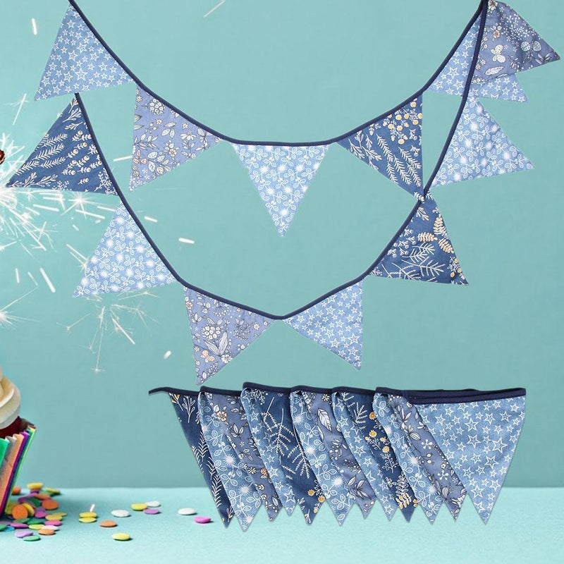 12 Flags 3.2m Nordic Style Printed Cotton Bunting Pennant Wedding Party Dec