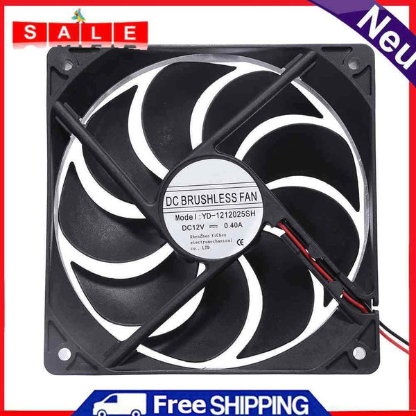 YD-1212025SH DC12V Cooler Fan 118x118x24mm 9 Blades Computer PC Fan