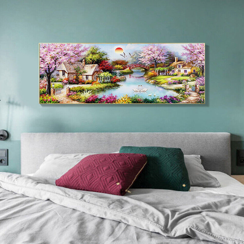 5D DIY Full Drill Diamond Painting Bridge Crane Cross Stitch Embroidery Craft