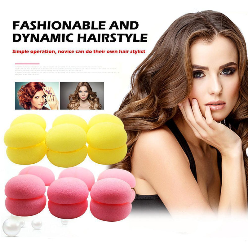 6pcs Sponge Curling Rollers Hair Soft Foam Balls DIY Hairdressing (Yellow)