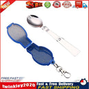 Outdoor Camping Utensil Stainless Steel Folding Spork with Box (Blue) Newly